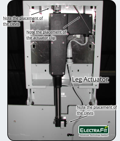 Note the placement of the clevis Note the placement of the clevis Note the placement of the actuator clip